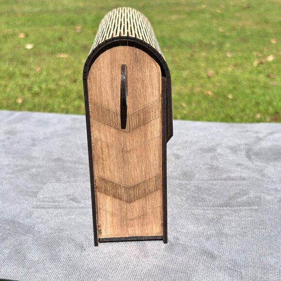 Handcrafted Wooden Geometric Clutch With Adjustable Strap - Picture 9 of 10